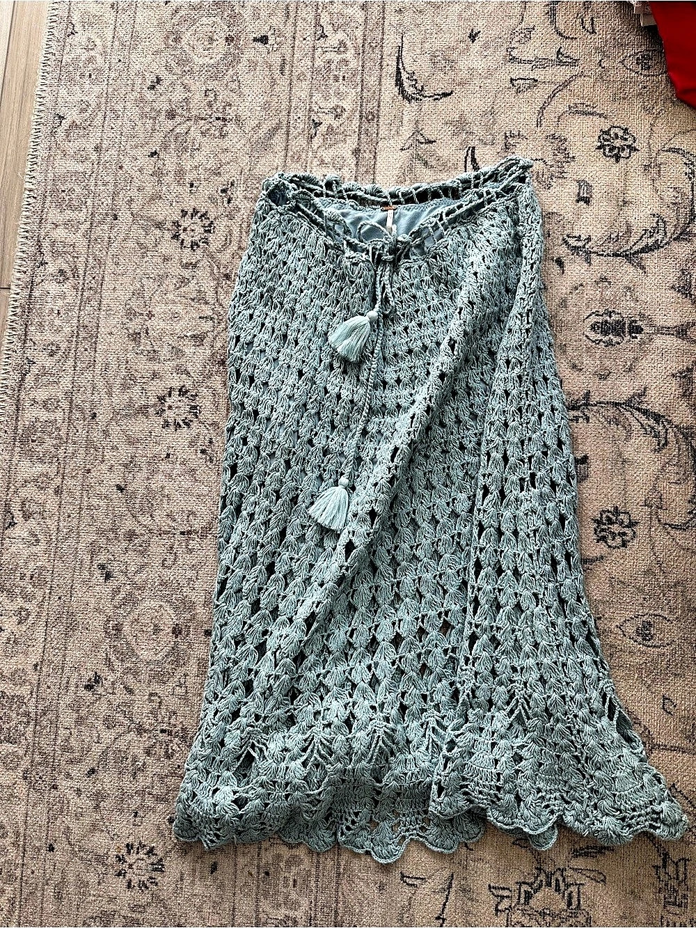 Free People Brooke Tassel Crochet Skirt Maxi Skirt Green
